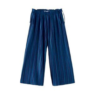 Zara Girls  Pleated Palazzo Pants Wide‎ Leg Stretch Navy Blue Girls’ Size 13-14